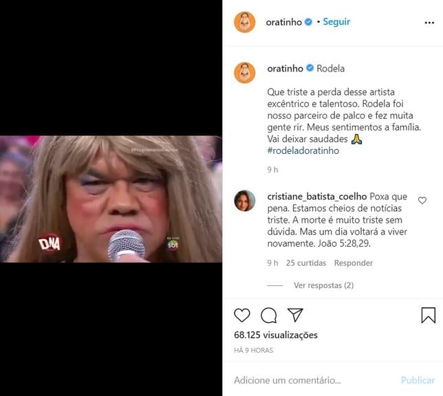 Ratinho lamenta a morte de Rodela