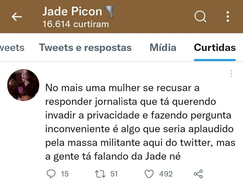 Jade Picon se manifesta após ignorar repórter