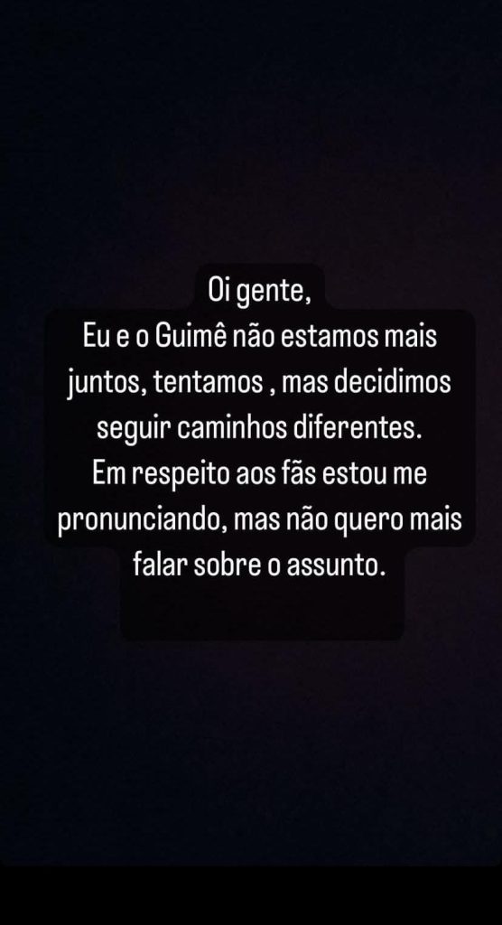 Lexa anuncia término com MC Guimê