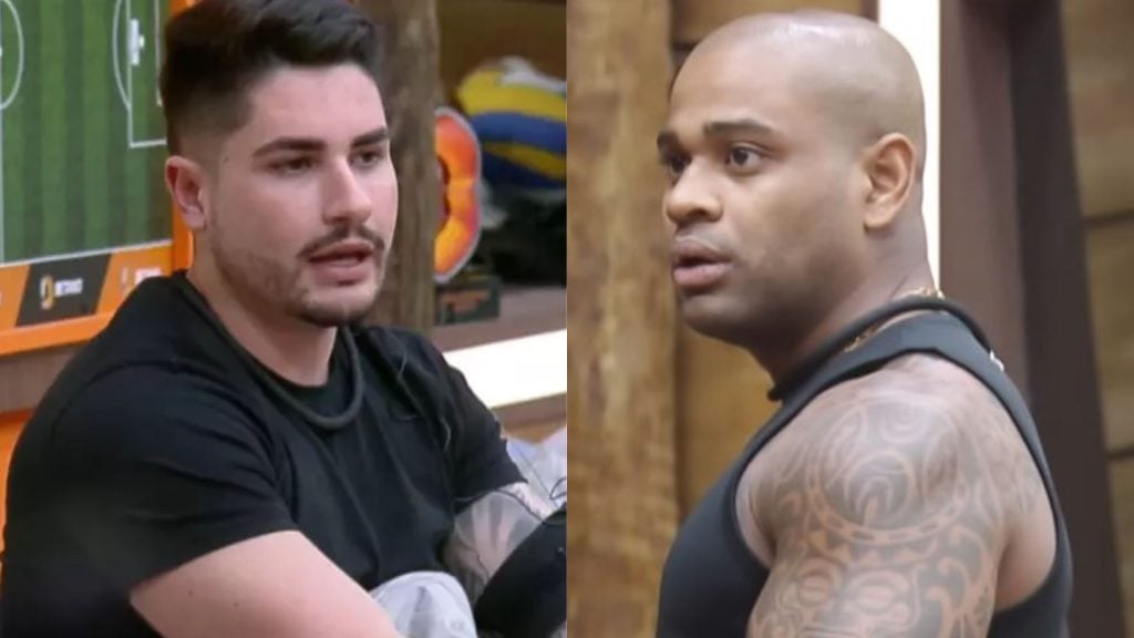 Lucas Souza e Cezar Black em 'A Fazenda 15'. Reprodução/Playplus