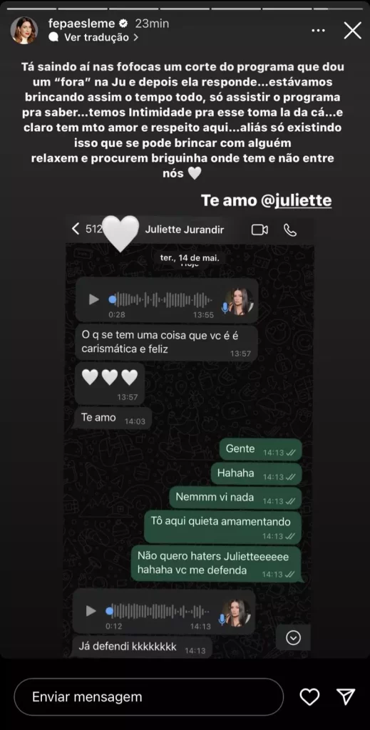 Fernanda Paes Leme abre o jogo sobre suposto climão com Juliette em programa