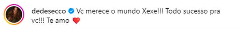 Deborah Secco comenta em post de ex-marido, Hugo Moura