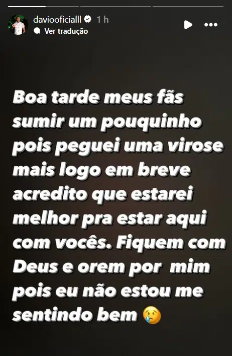 Davi Brito faz post (Reprodução/Instagram)