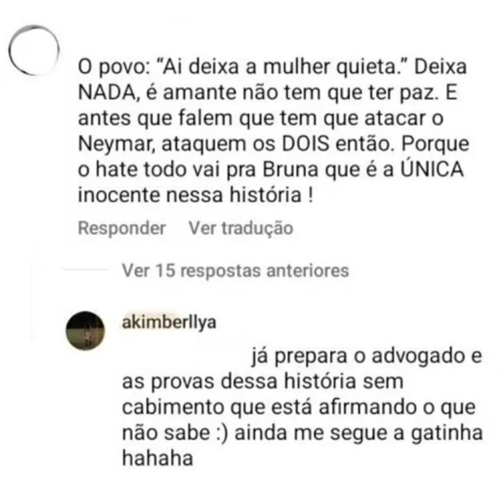 Resposta de Amanda Kimberlly - Reprodução/Instagram