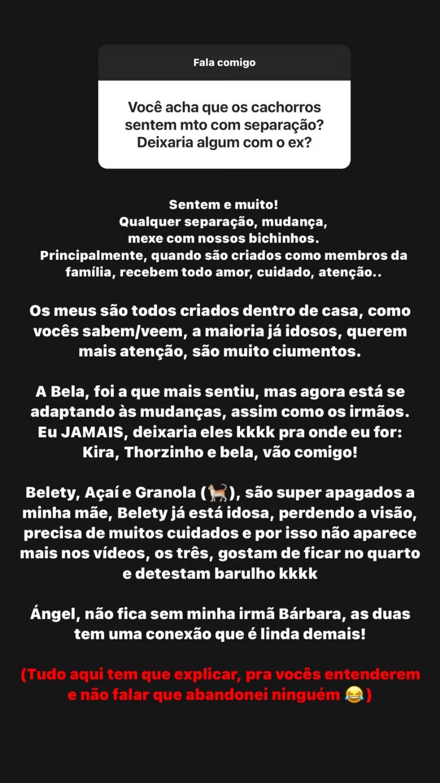 Gracyanne responde perguntas dos fãs (Reprodução/Instagram)