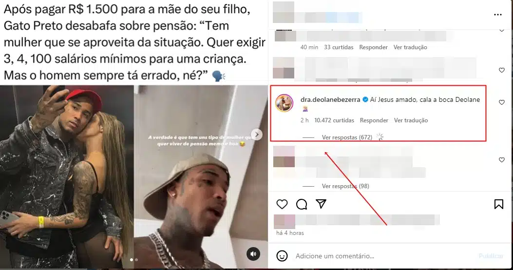 Comentário Deolane Bezerra (Reprodução/Instagram)