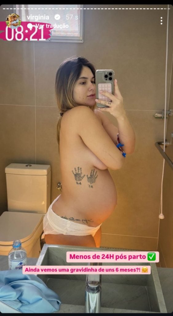 Virginia Fonseca mostra a barriga menos de 24 horas após o parto