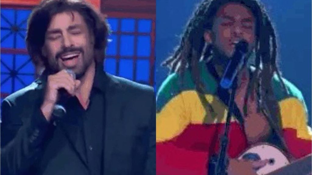 Cauã Reymond e Juan Paiva na Batalha do Lip Sync no 'Domingão'