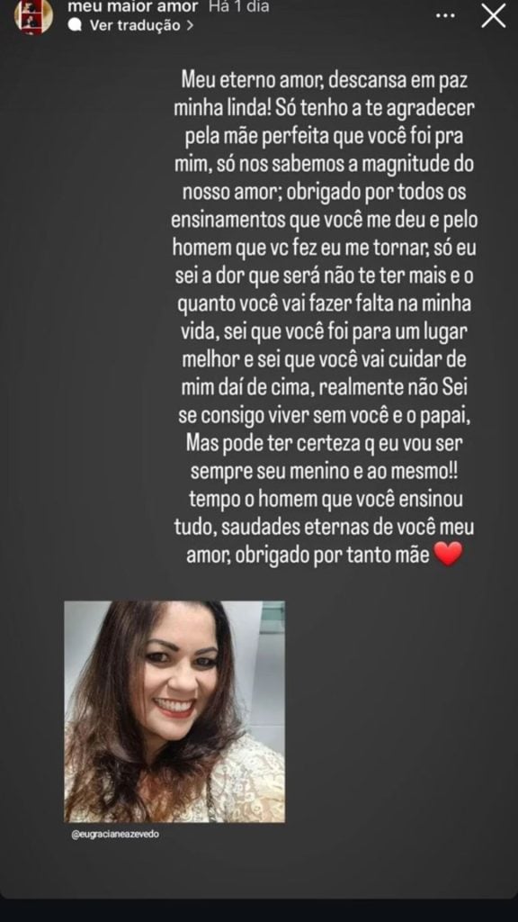 Story do filho de Graciane Azevedo - Reprodução/Instagram