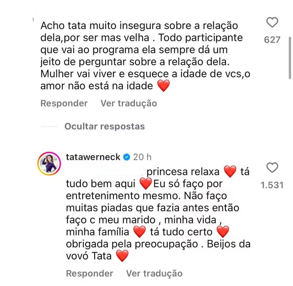 Tata Werneck rebate comentário (Reprodução/Instagram)