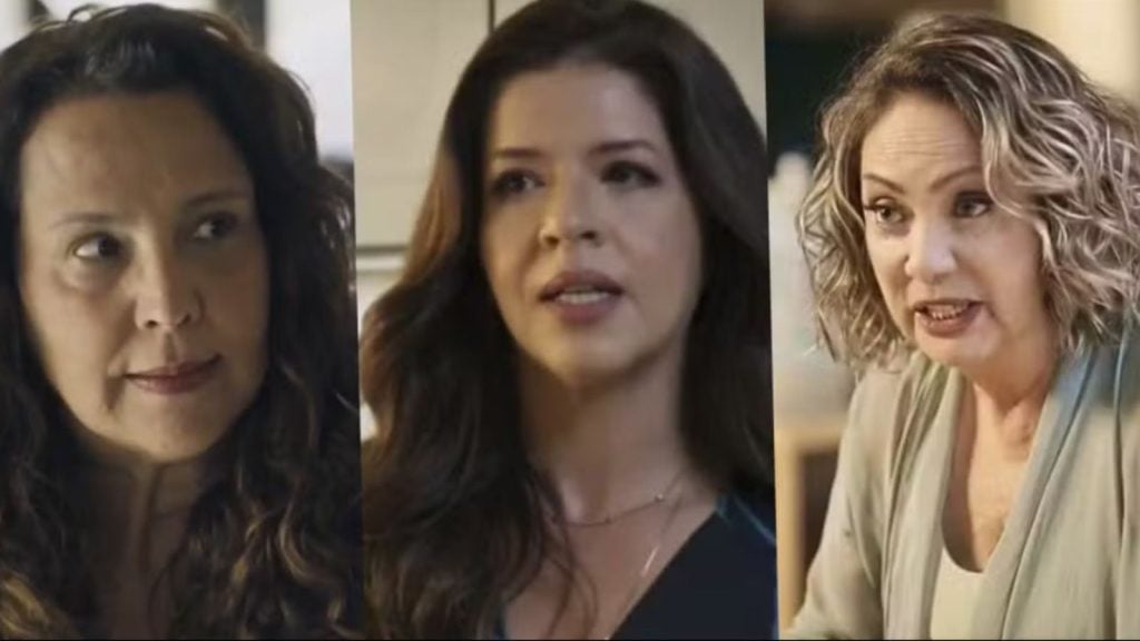 Moema (Ana Beatriz Nogueira), Fátima (Mariana Santos) e Berta (Eliane Giardini) em "Mania de Você" - Reprodução/TV Globo