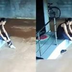 Mulher se assusta com sapo em tênis (Reprodução/Instagram)