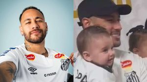 Neymar aparece pela primeira vez em público com os três filhos