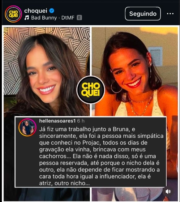 Após polêmica, mulher expõe postura de Bruna Marquezine nos bastidores de gravação